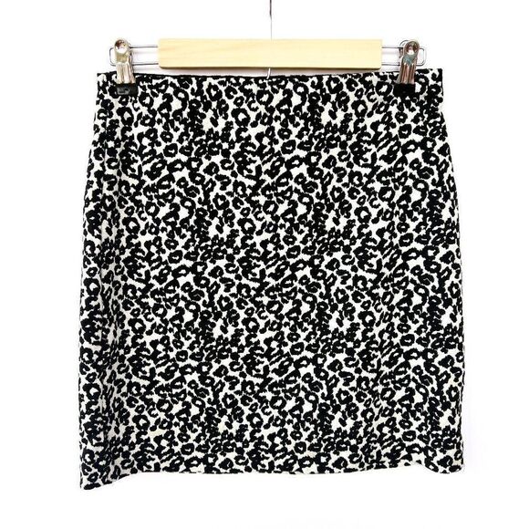Express Black White Cheetah Leopard Animal Print Stretch Pencil Skirt Small - Picture 2 of 8